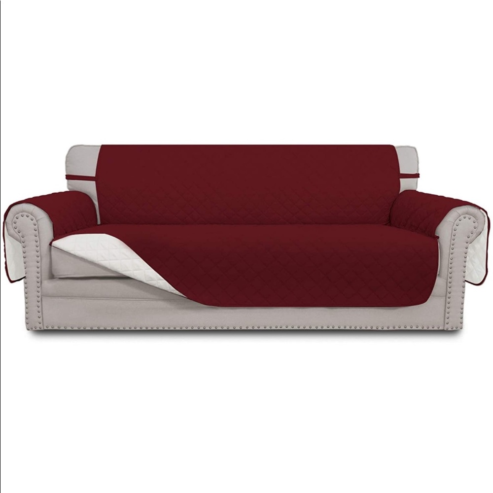 Easy-Going Reversible Sofa Cover  4 Seater Sofa Christmas Red/Ivory.